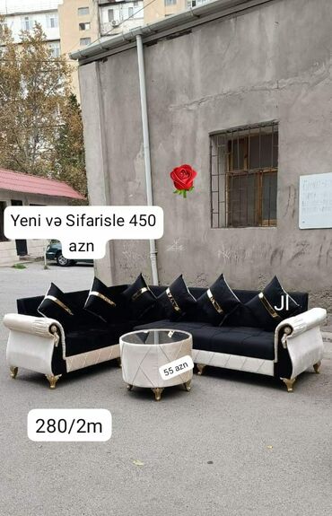 Divan və kreslo dəstləri: Künc divan, Yeni, Açılmayan, Bazasız