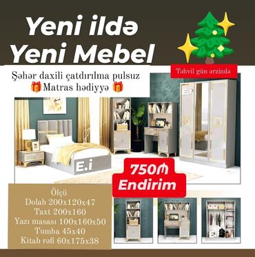 mebel dəst: *Gənc yataq dəsti 750Azn💥 ENDİRİM* ✔️Rəng seçimi var *🎁Matras hədiyyə*