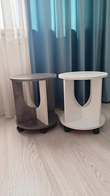 study table: Журнальный стол, Новый, Круглый, С колесиками, цвет - Белый — 6