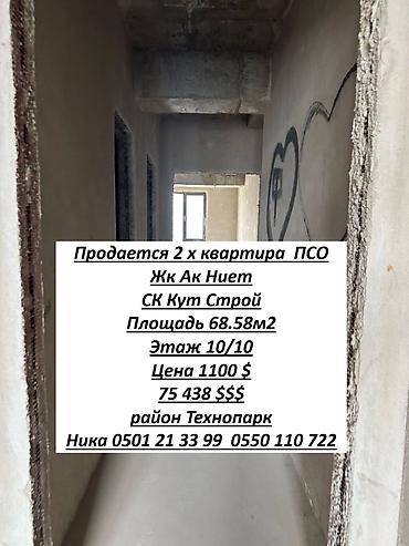 kant flat: 2 комнаты, 69 м², Технопарк Элитка, 10 этаж, ПСО (под самоотделку) — 1
