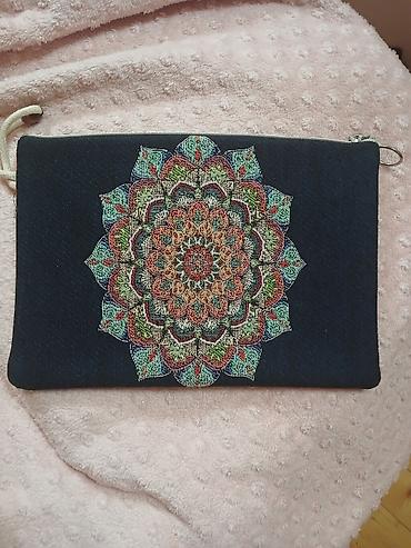 Çantalar: Ənaxışlı kosmetik/klatş çantası - Material: tünd rəngli denim (cins — 1
