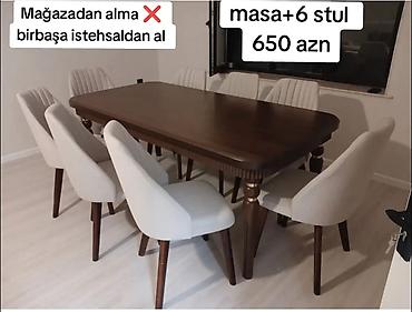 Qonaq otağı üçün, Yeni, Açılan, Dördbucaq masa, 6 stul