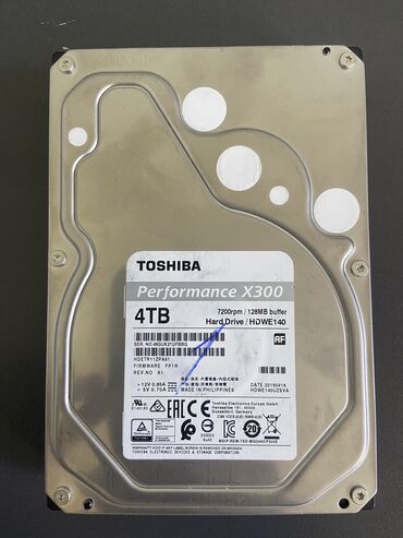 kredit kompüter: Daxili Sərt disk (HDD) Toshiba, 4 TB, 7200 RPM, 3.5", İşlənmiş