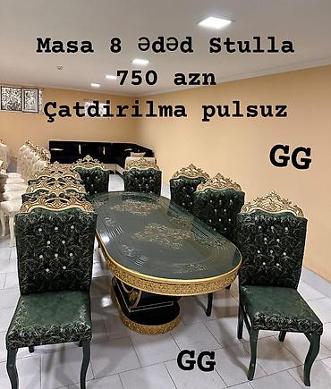Yeni və Sifarişlə Masa+8 ədəd stul Cəmi 750 azn Rəng secimi var lalafo.az -da Yeni və Sifarişlə Masa+8 ədəd stul Cəmi 750 azn Rəng secimi var