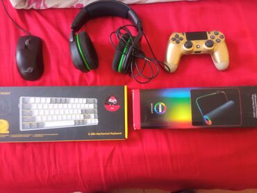 klaviatura qiymətləri: Klaviatura: e-yooso z686 Mouse: Asus Rog Keris Mousepad: 80x30 sm RGB