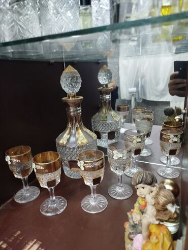 Çay dəstləri və servizlər: Çay dəsti, rəng - Göy, Xrustal, Bohemia, 6 nəfərlik — 16