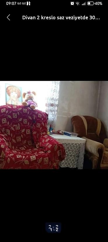 ikinci el stol desti: Divan və 2 kreslo dəsti

100 saz veziyetde — 2