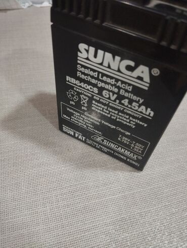 akkumulyator satisi: SUNCA RB640CS modeli, 6V gərginlik və 4.5Ah tutuma malik, möhürlənmiş