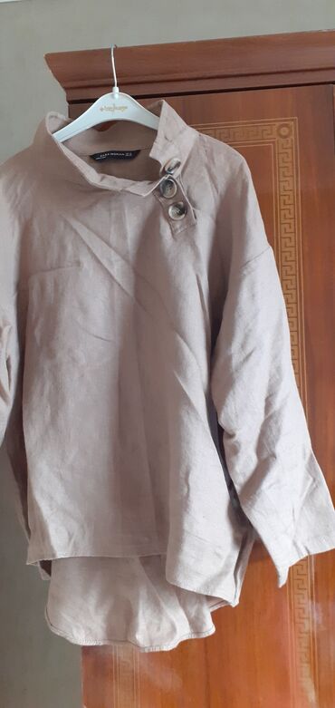 kətan köynəklər: Köynək Zara, XS (EU 34), rəng - Qəhvəyi