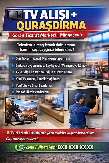 kombi təmir xidmeti: 📺 TV alışı + quraşdırma | Goran Ticarət Mərkəzi | Mingəçevir ELANI — 1