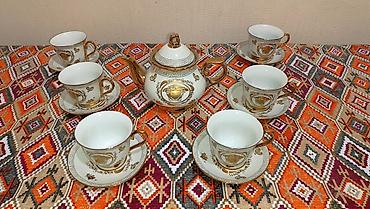 cay: Çay dəsti, rəng - Qızılı, Farfor, 6 nəfərlik — 2