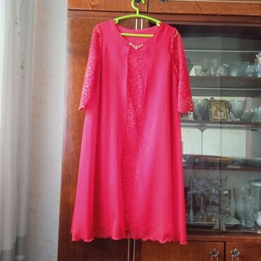 платье из панбархата на шифоне: Вечернее платье, С рукавами, 4XL (EU 48), 5XL (EU 50)