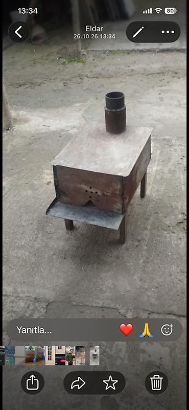 odun doğruyan: Metaldan hazırlanmış odun sobası - Material: qalın metal gövdə — 1