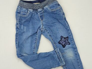 spodnie ciemny jeans: Spodnie jeansowe, 3-4 lat, 104, stan - Zadowalający