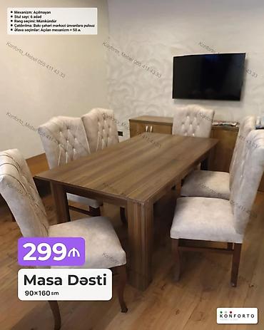 Masa Dəsti – 90×160 sm - Mexanizm: Açılmayan - Stul sayı: 6 ədəd - lalafo.az -da Masa Dəsti – 90×160 sm - Mexanizm: Açılmayan - Stul sayı: 6 ədəd -