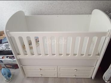tul beşik: Ağ rəngli uşaq beşiyi – çekmecəli model - Material: MDF/Laminat tipli — 1