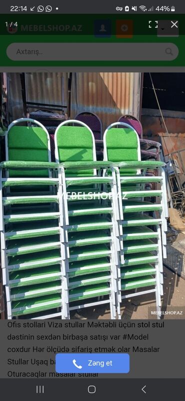 Masa və oturacaq dəstləri: Metall karkaslı universal stullar - İstifadə sahələri: ofis, məktəb