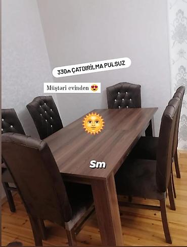 Столы и стулья: Для кухни, Новый, Раскладной, Прямоугольный стол, 6 стульев — 1