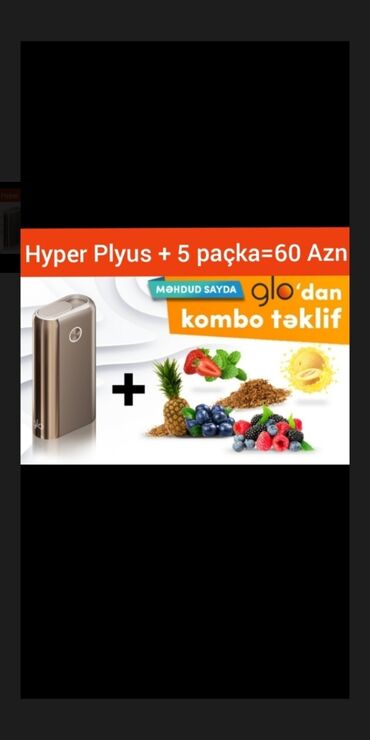 Qəlyan, vayp və aksesuarları: Glo ilə siqaretdən qurtulmağin vaxtidir 😎 Glo Pro + 5paçka = 6️⃣0️⃣