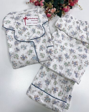 Пижамы: Муслиновый пижамы 🫶🏻 В наличии размеры M l xl 2xl 3xl ✔️Двойки с — 3