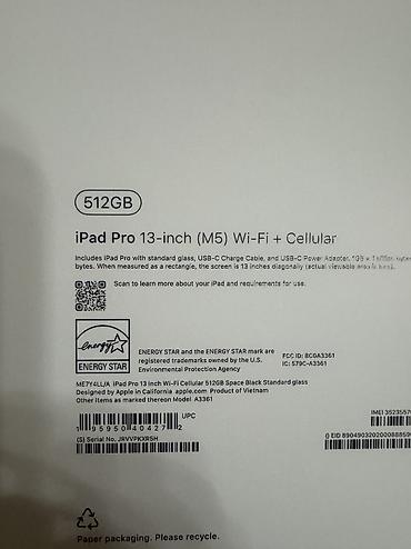 ipad pri: Планшет, Apple, память 512 ГБ, 13" - 14", 4G (LTE), Новый, Классический цвет - Черный — 3