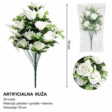 KMT 24 bela 710443 – veštački buket ruža - Tip: veštačka ruža