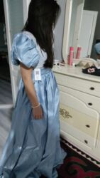 вечернее платье синее: Вечернее платье, Пышное, Длинная модель, Атлас, С рукавами