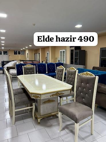Masa və oturacaq dəstləri: Qonaq otağı üçün, Yeni, Açılan, Dördbucaq masa, 6 stul — 2
