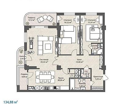 ищу хозяина: 3 комнаты, 135 м², Орто-Сай с. Элитка, 6 этаж, ПСО (под самоотделку) — 2