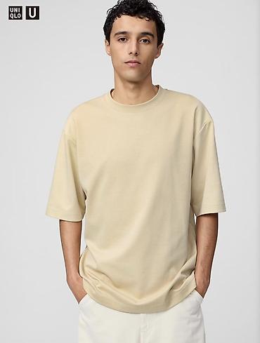 pull and: Мужская футболка, L, Uniqlo, Новый, цвет - Бежевый — 1