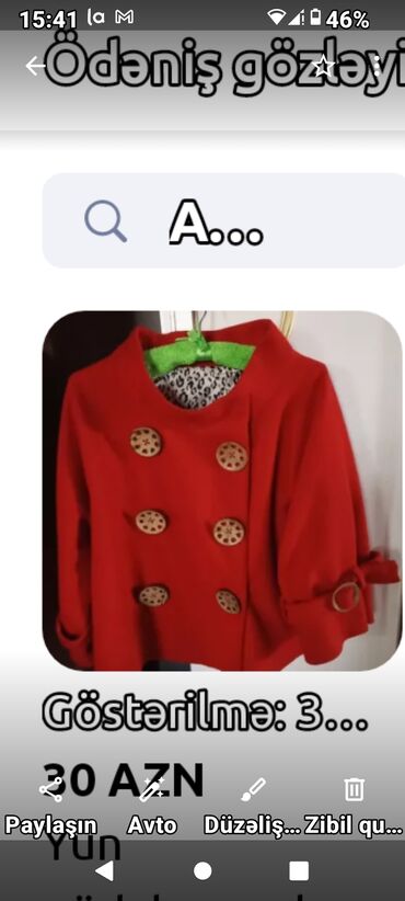 yun qadın kostyumları: Palto rəng - Qırmızı