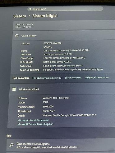printer işlənmiş: 🎮 Gaming PC satılır • Intel Core i5-12400F — 6 nüvə / 12 thread • — 6