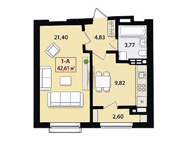 Продажа квартир: 1 комната, 12 м², Элитка, 12 этаж, ПСО (под самоотделку) — 5