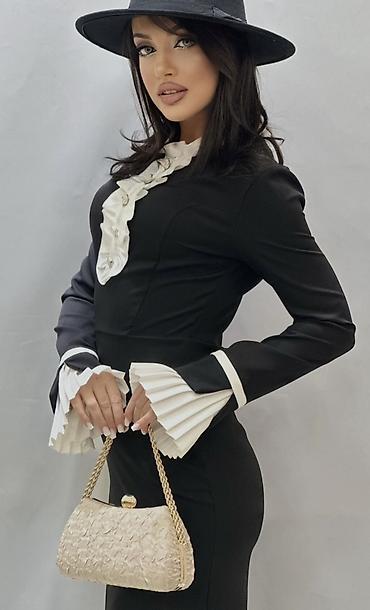 ag don: Qara rəngli uzun ziyafət/klassik stil don - Model: dar kəsimli, uzun — 3