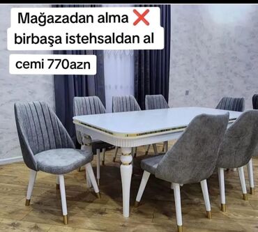 mətbəx üçün stol stullar: Mətbəx üçün, Qonaq otağı üçün, Yeni, Açılan, Dördbucaq masa, 6 stul