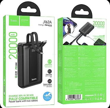 iphone cable: Внешний аккумулятор Hoco (черный) - Встроенные два кабеля: USB‑C и — 5