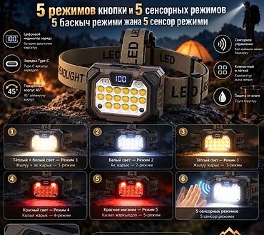 реально: Налобный фонарь Headlight YD-09 - Мощный COB-свет: теплый и белый — 5
