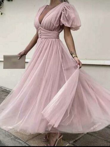 vecernja haljina: Alon M (EU 38), L (EU 40), color - Pink, Evening, Short sleeves