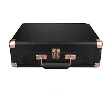 Zvučnici i stereo sistemi: Prenosni gramofon u koferu - Retro dizajn u stilu kofera, crna — 13