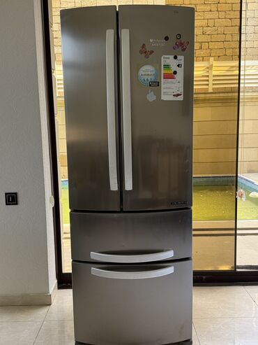 soyuducunun qazi: İşlənmiş 4 qapılı Hotpoint Ariston Soyuducu Satılır, rəng - Boz, Dispenserli