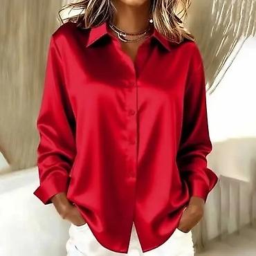 Košulje: Ženska satenska košulja na dugmad Od S do 3xl - Klasičan kroj sa — 6