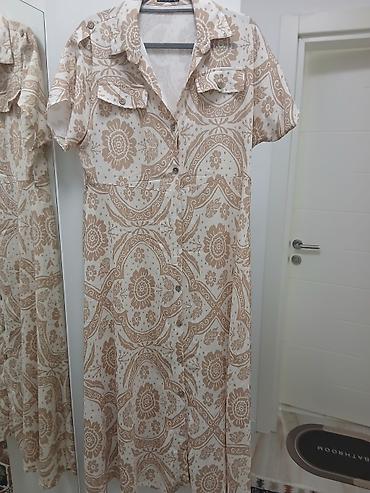 dsquared kacket: Haljina košulja, bež-bela, sa floralno-ornamentalnim printom. - — 1