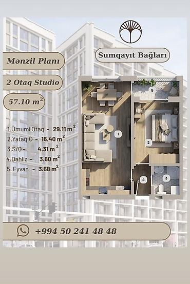 xirdalan kiraye evler 2020: 2 otaqlı, Yeni tikili, 57 kv. m — 3
