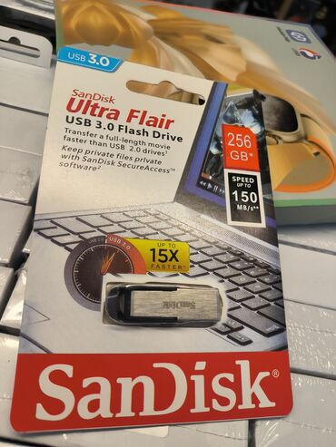 Flash kartlar: Flash kart Sandisk, 256 GB, USB 3.0, Yeni