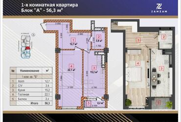 Продажа квартир: 2 комнаты, 58 м², Элитка, 11 этаж, ПСО (под самоотделку) — 4