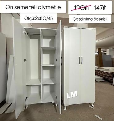 İkiqapılı ağ geyim dolabı - Ölçü: 2 x 80/45 (eni 80 sm, dərinlik 45