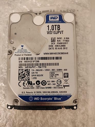 xarici sert disk: 1 TB HDD 2.5 inch Noutbuk üçün və əlavə yaddaş kimi Sağlamlıq 100 — 1