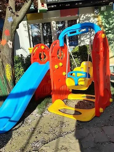Sve za dečije igralište: Dečiji 4-u-1 set za dvorište – tobogan, ljuljaška, koš i mini — 6