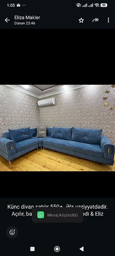 Künc divan satılır 550₼. Əla vəziyyətdədir. Açılır, baza var. Ünvan lalafo.az -da Künc divan satılır 550₼. Əla vəziyyətdədir. Açılır, baza var. Ünvan