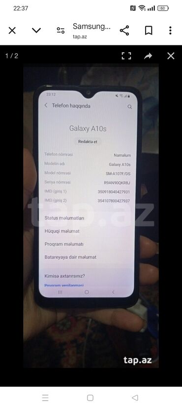 Mobil telefonlar: Samsung Galaxy A10s, 32 GB, rəng - Mavi